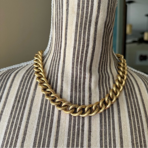 Givenchy Vintage Textured Gold Braid Heavy Curb Chain Choker Designer Stamp - Picture 4 of 16